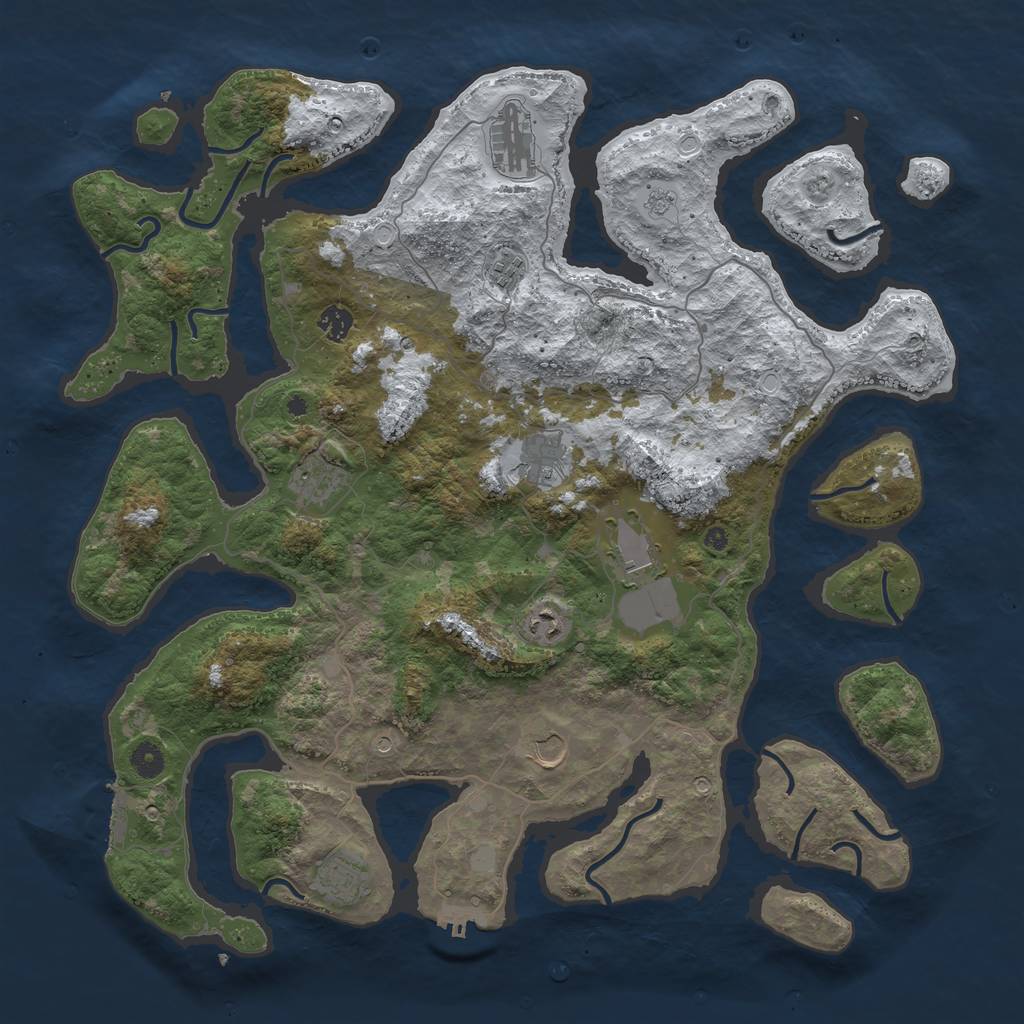Rust Map: Procedural Map, Size: 4500, Seed: 2726940, 18 Monuments