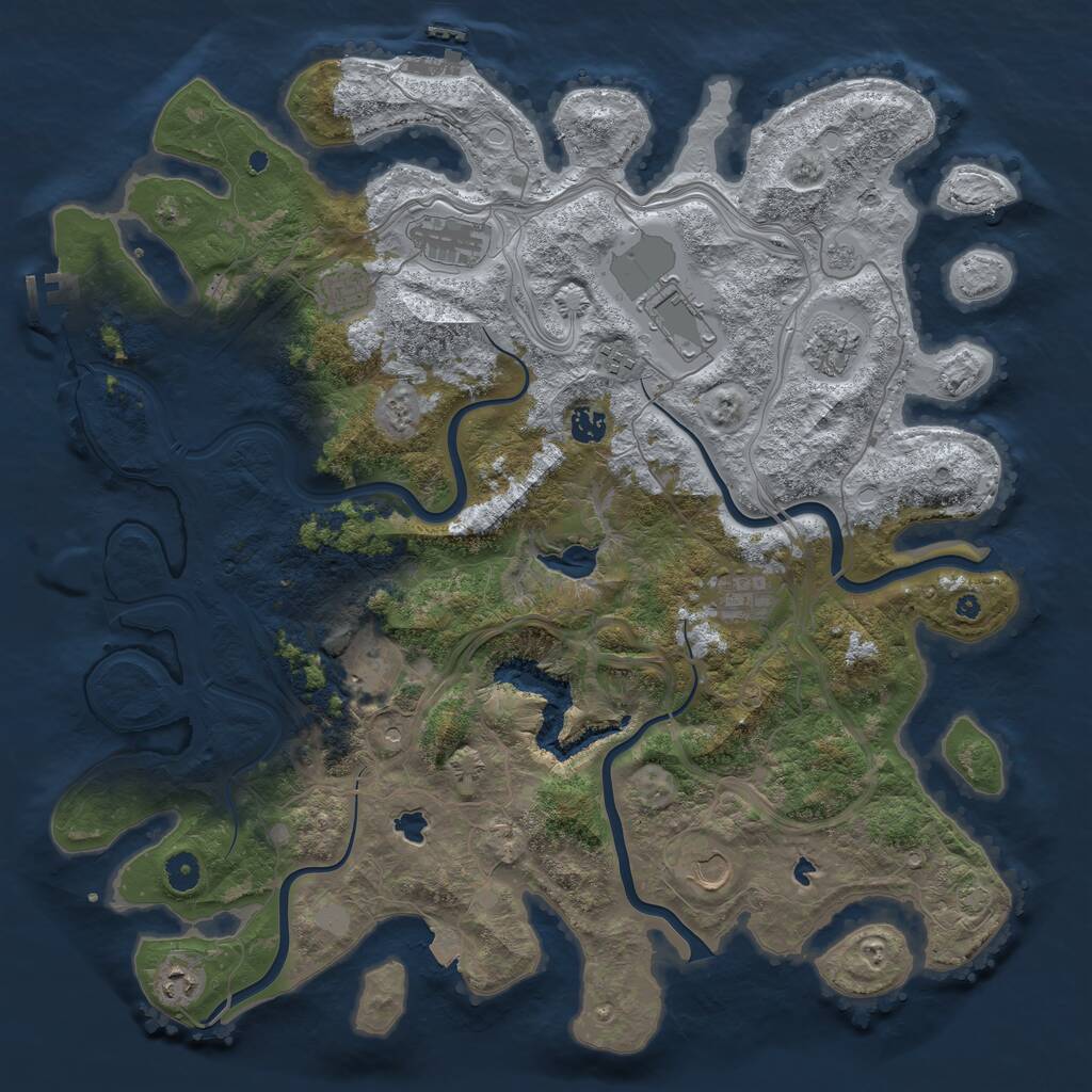 Rust Map: Procedural Map, Size: 4500, Seed: 3090451, 16 Monuments