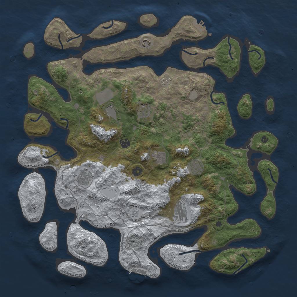 Rust Map: Procedural Map, Size: 4500, Seed: 3559475, 18 Monuments