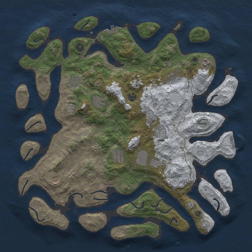 Rust Map: Procedural Map, Size: 4500, Seed: 153234, 19 Monuments