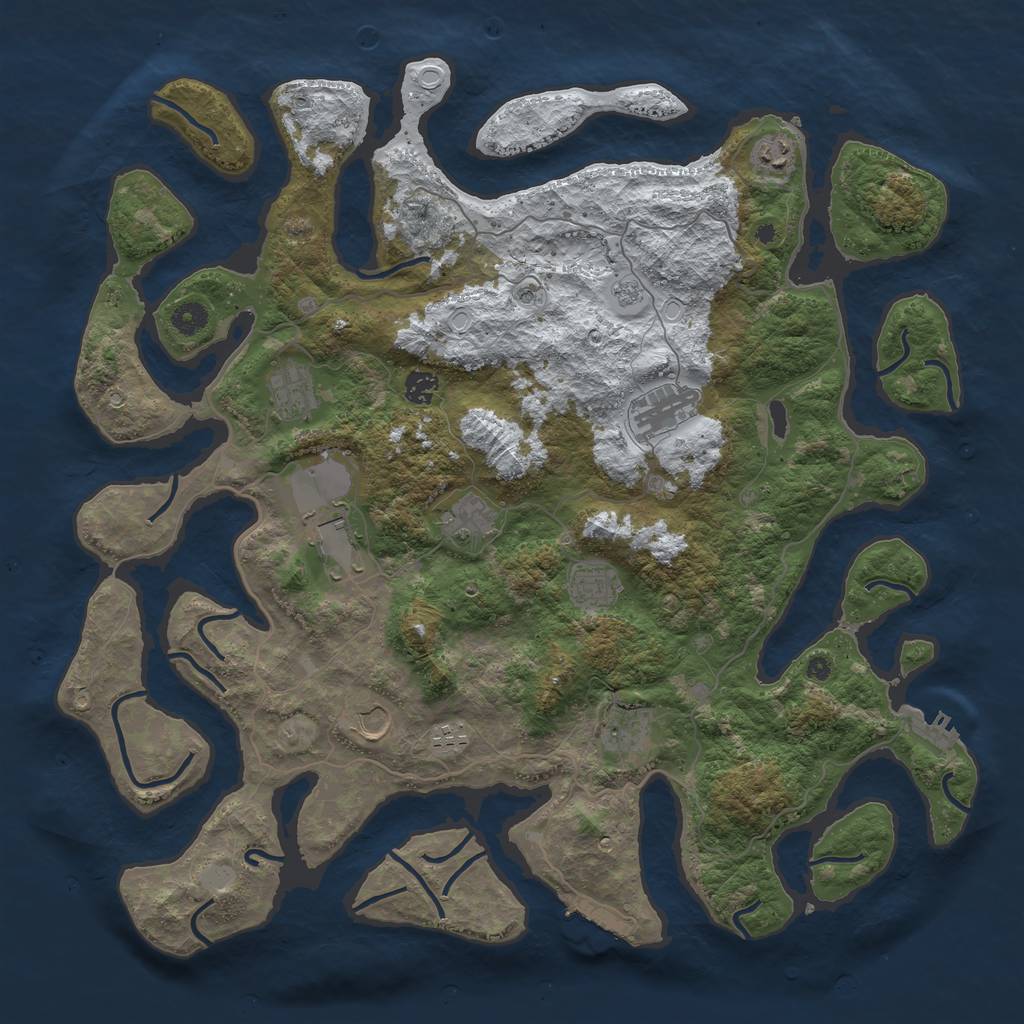 Rust Map: Procedural Map, Size: 4500, Seed: 3421848, 19 Monuments