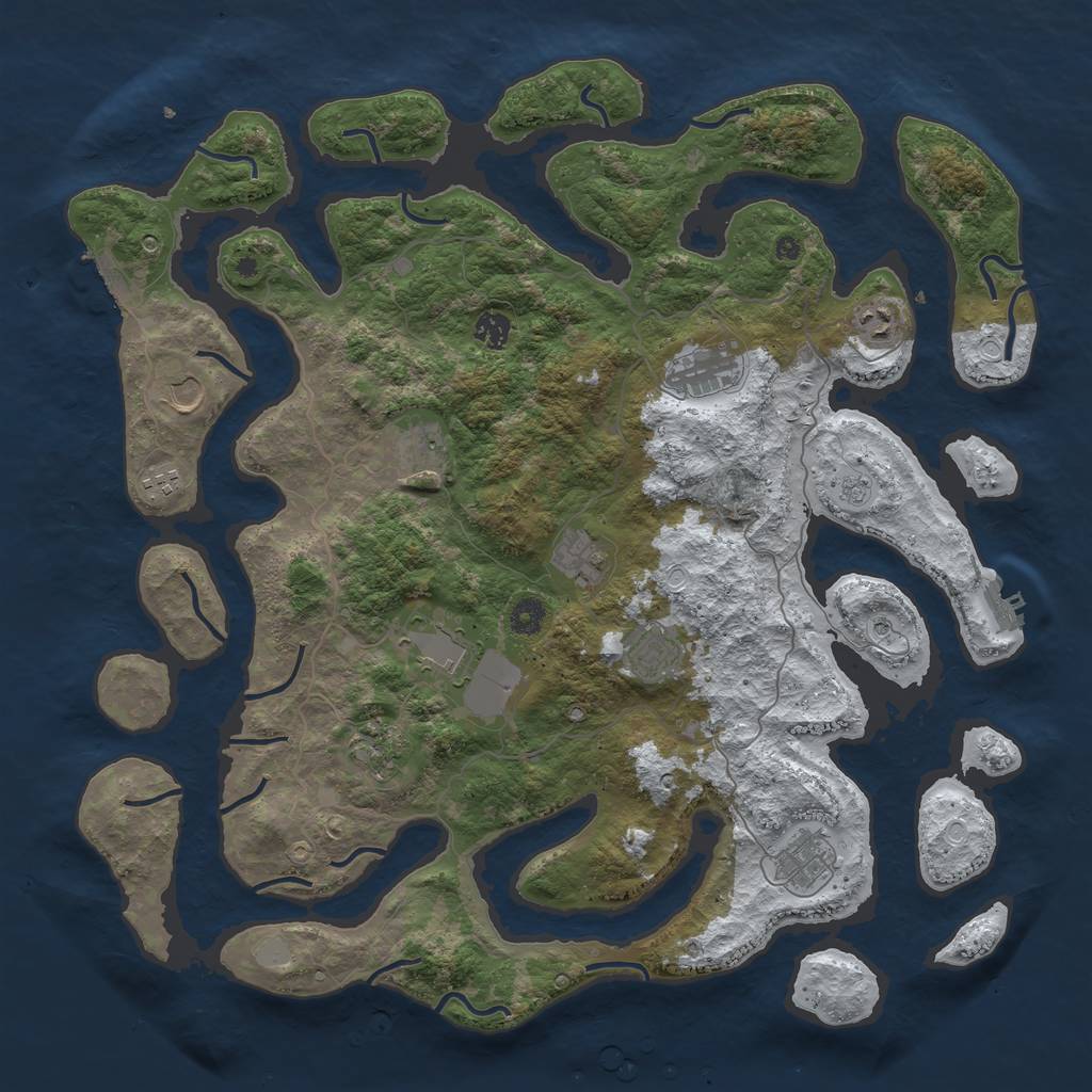 Rust Map: Procedural Map, Size: 4500, Seed: 1026742, 20 Monuments