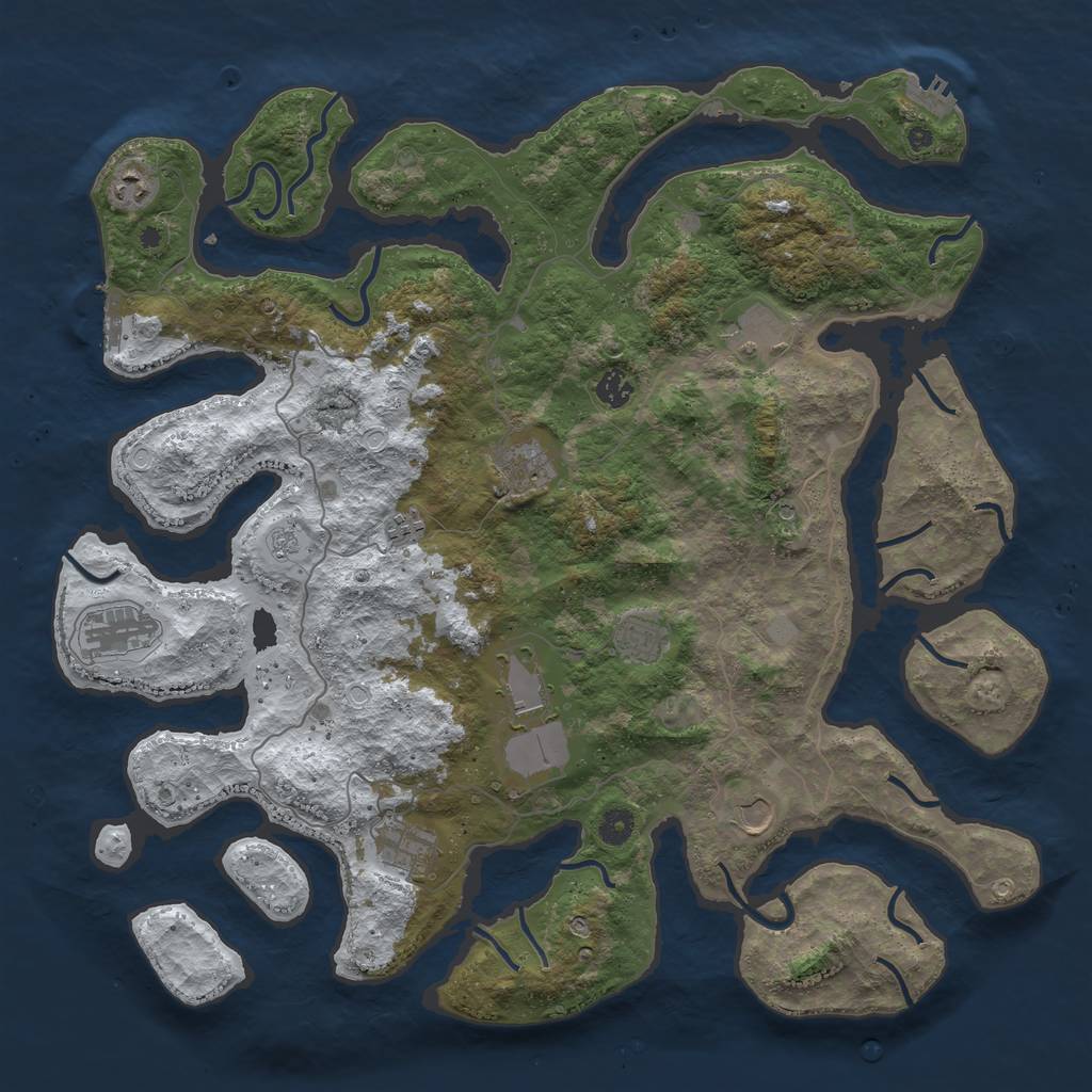 Rust Map: Procedural Map, Size: 4500, Seed: 4271763, 19 Monuments