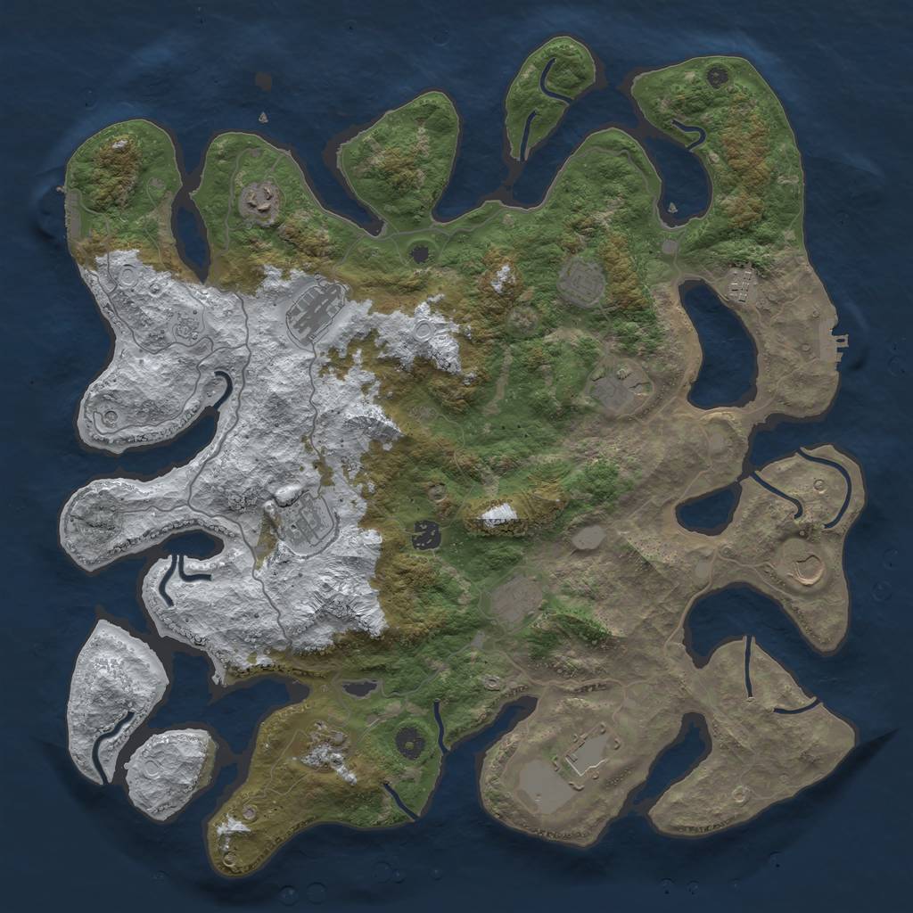 Rust Map: Procedural Map, Size: 4500, Seed: 4648781, 20 Monuments
