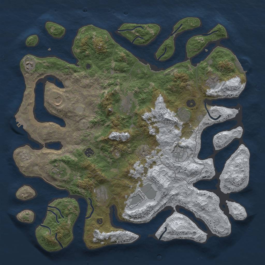 Rust Map: Procedural Map, Size: 4500, Seed: 5454934, 20 Monuments