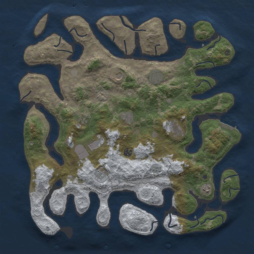 Rust Map: Procedural Map, Size: 4500, Seed: 3180784, 18 Monuments