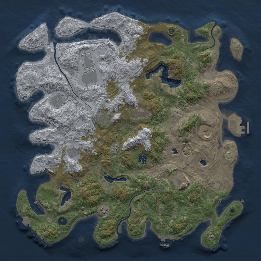 Rust Map: Procedural Map, Size: 4500, Seed: 34457, 16 Monuments