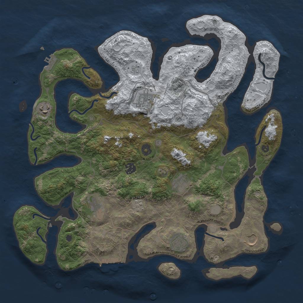 Rust Map: Procedural Map, Size: 4000, Seed: 1180602195, 17 Monuments