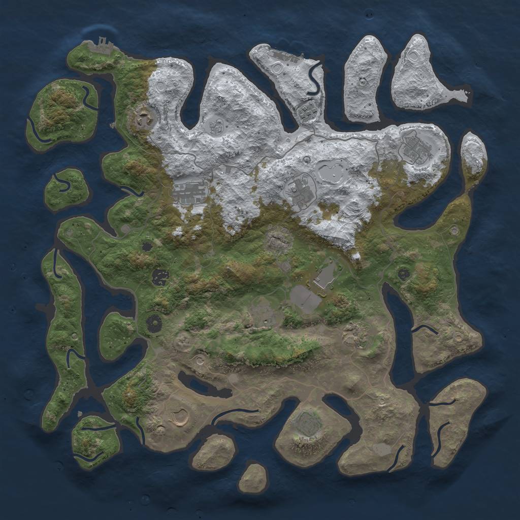 Rust Map: Procedural Map, Size: 4500, Seed: 2472508, 20 Monuments