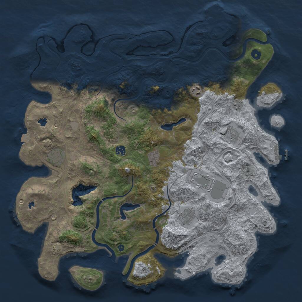 Rust Map: Procedural Map, Size: 4500, Seed: 5160084, 14 Monuments