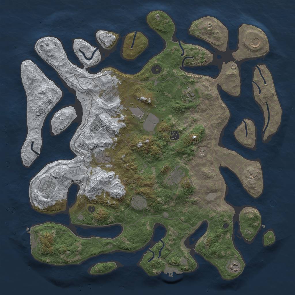 Rust Map: Procedural Map, Size: 4500, Seed: 4203148, 20 Monuments