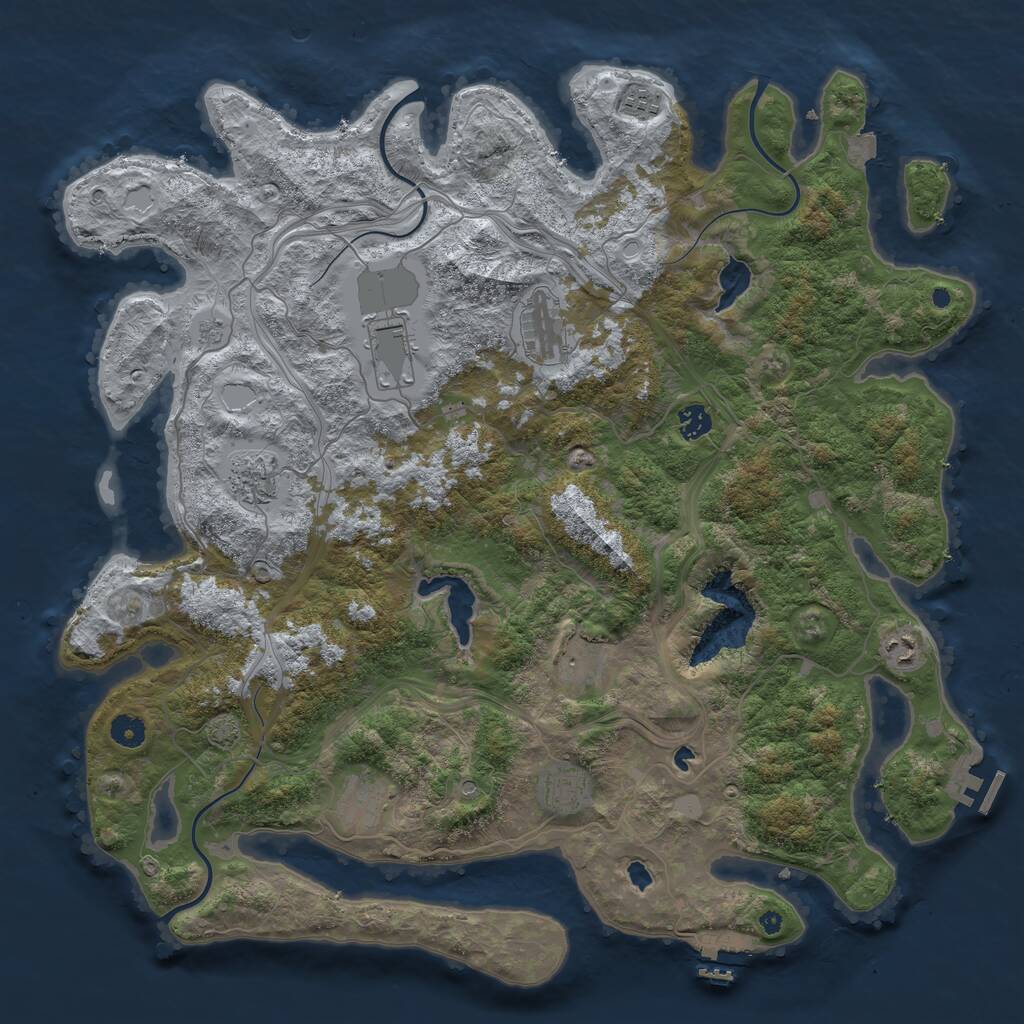 Rust Map: Procedural Map, Size: 4500, Seed: 4639641, 15 Monuments