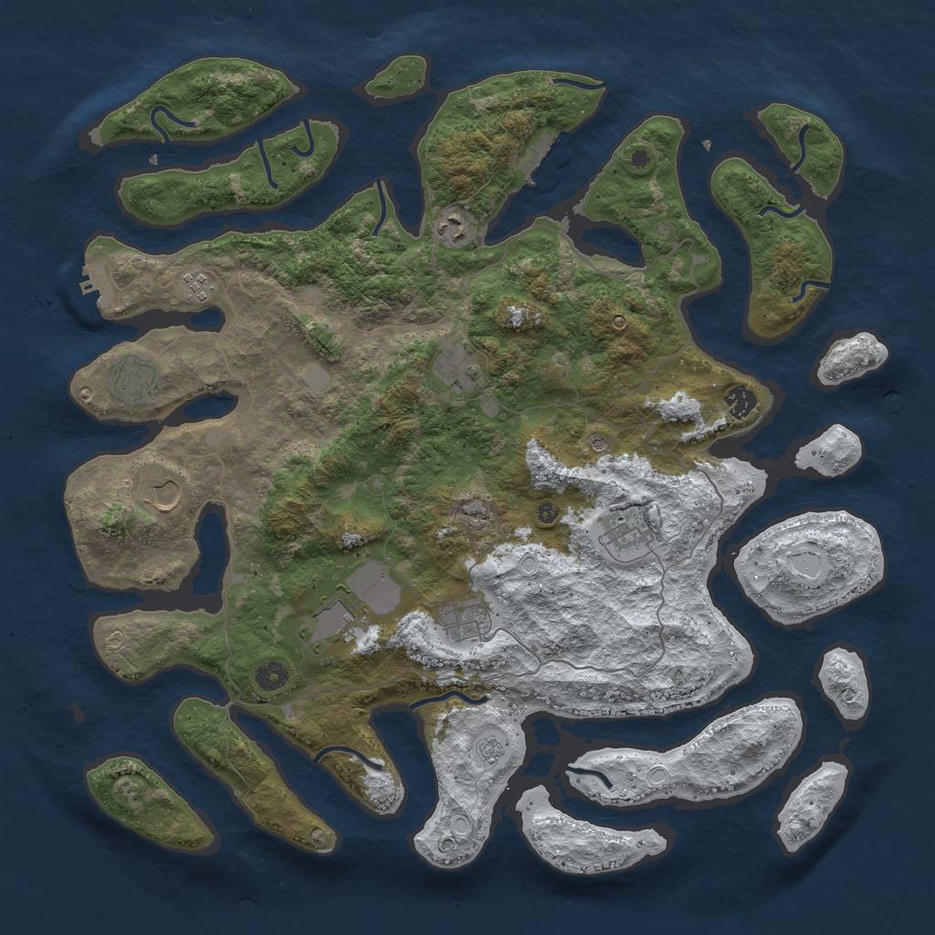 Rust Map: Procedural Map, Size: 4500, Seed: 2852845, 18 Monuments