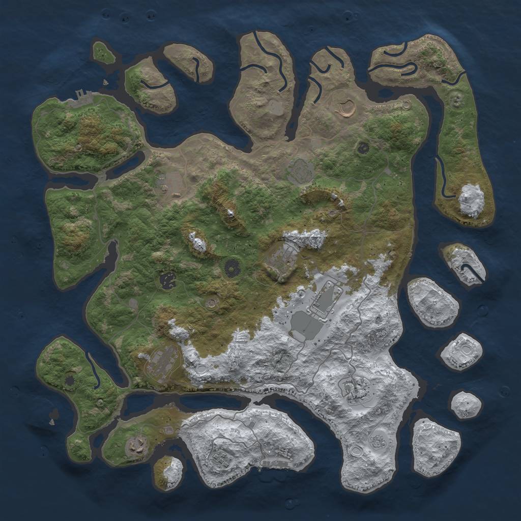Rust Map: Procedural Map, Size: 4500, Seed: 2220809, 19 Monuments