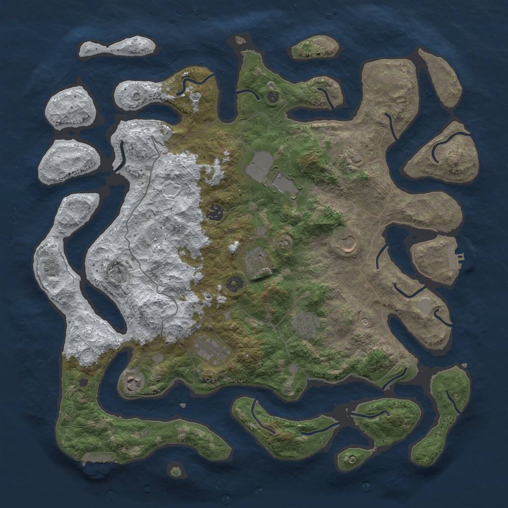 Rust Map: Procedural Map, Size: 4500, Seed: 300951, 18 Monuments