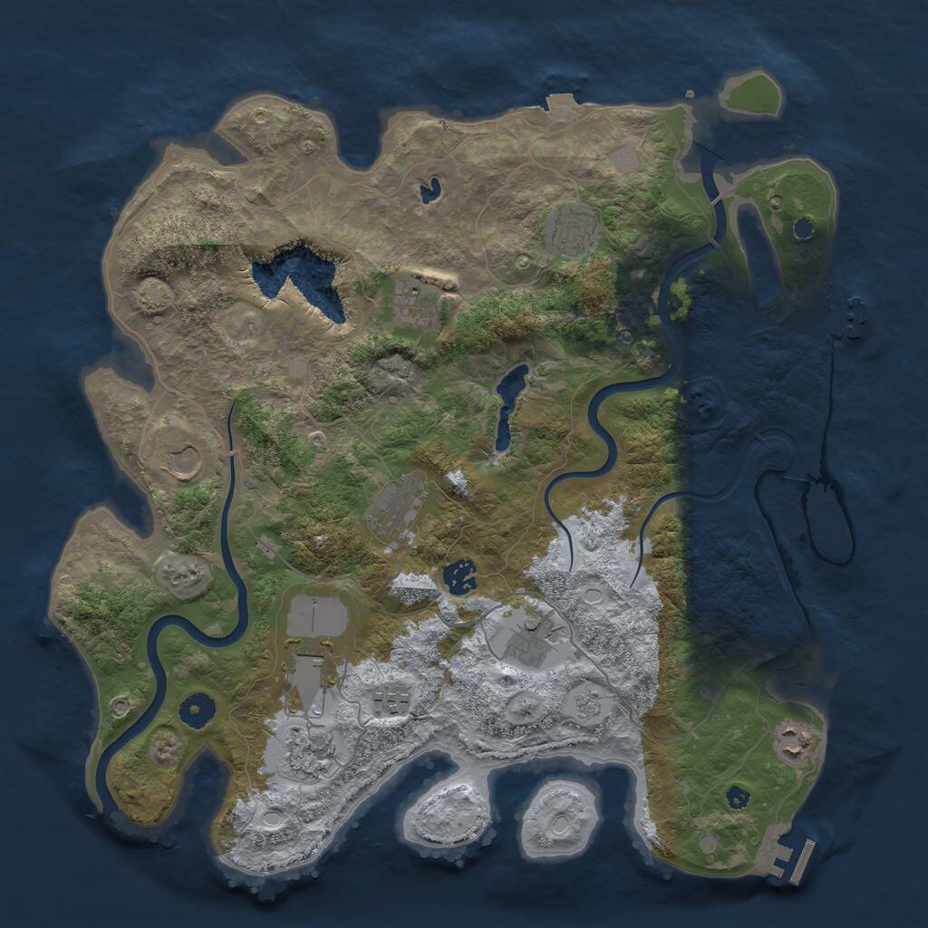 Rust Map: Procedural Map, Size: 4000, Seed: 606, 16 Monuments