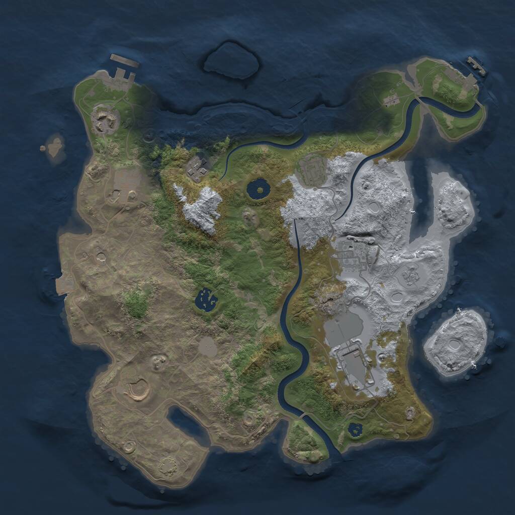 Rust Map: Procedural Map, Size: 3500, Seed: 586, 14 Monuments