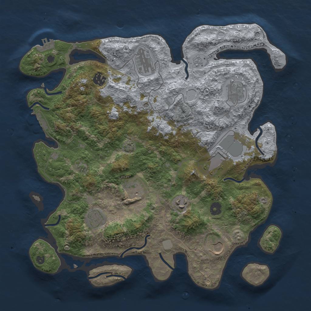 Rust Map: Procedural Map, Size: 3700, Seed: 874349564, 16 Monuments