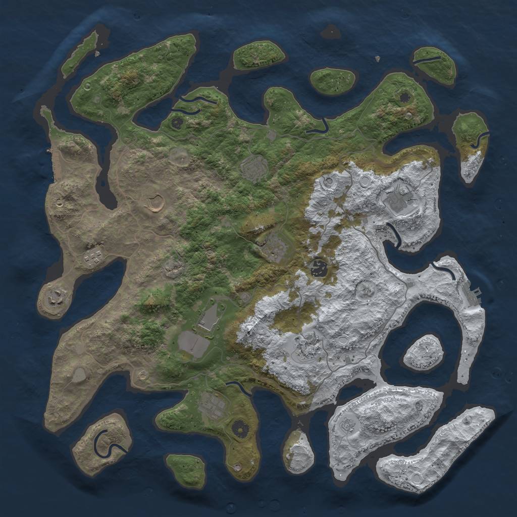 Rust Map: Procedural Map, Size: 4500, Seed: 5603443, 19 Monuments