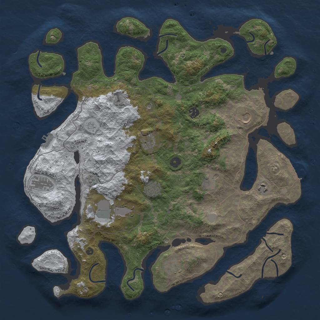 Rust Map: Procedural Map, Size: 4500, Seed: 3052421, 19 Monuments