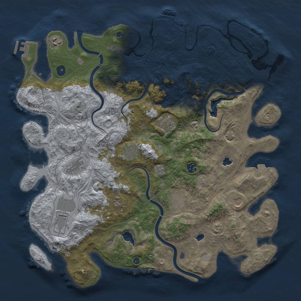Rust Map: Procedural Map, Size: 4500, Seed: 1602711, 16 Monuments