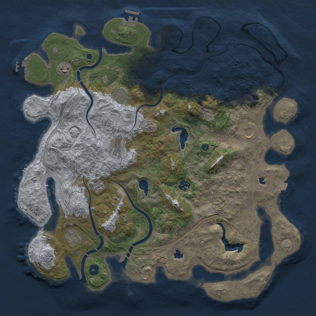 Rust Map: Procedural Map, Size: 4500, Seed: 2281615, 13 Monuments