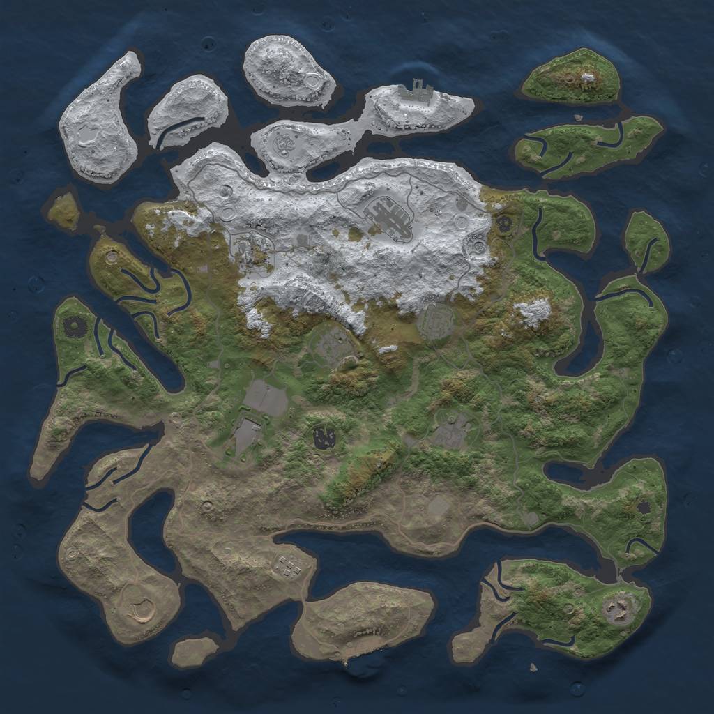 Rust Map: Procedural Map, Size: 4500, Seed: 2547741, 19 Monuments