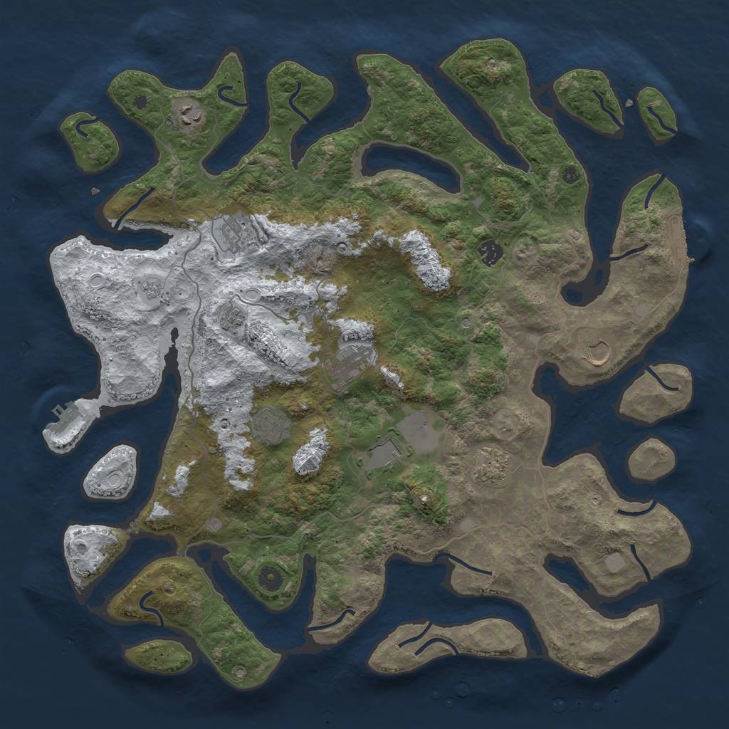 Rust Map: Procedural Map, Size: 4500, Seed: 4921520, 18 Monuments
