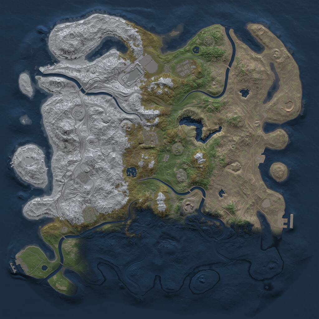 Rust Map: Procedural Map, Size: 4500, Seed: 1028709, 15 Monuments