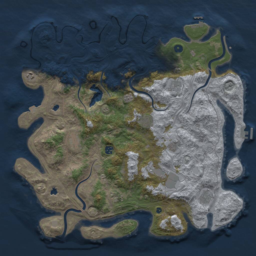 Rust Map: Procedural Map, Size: 4500, Seed: 6038344, 16 Monuments