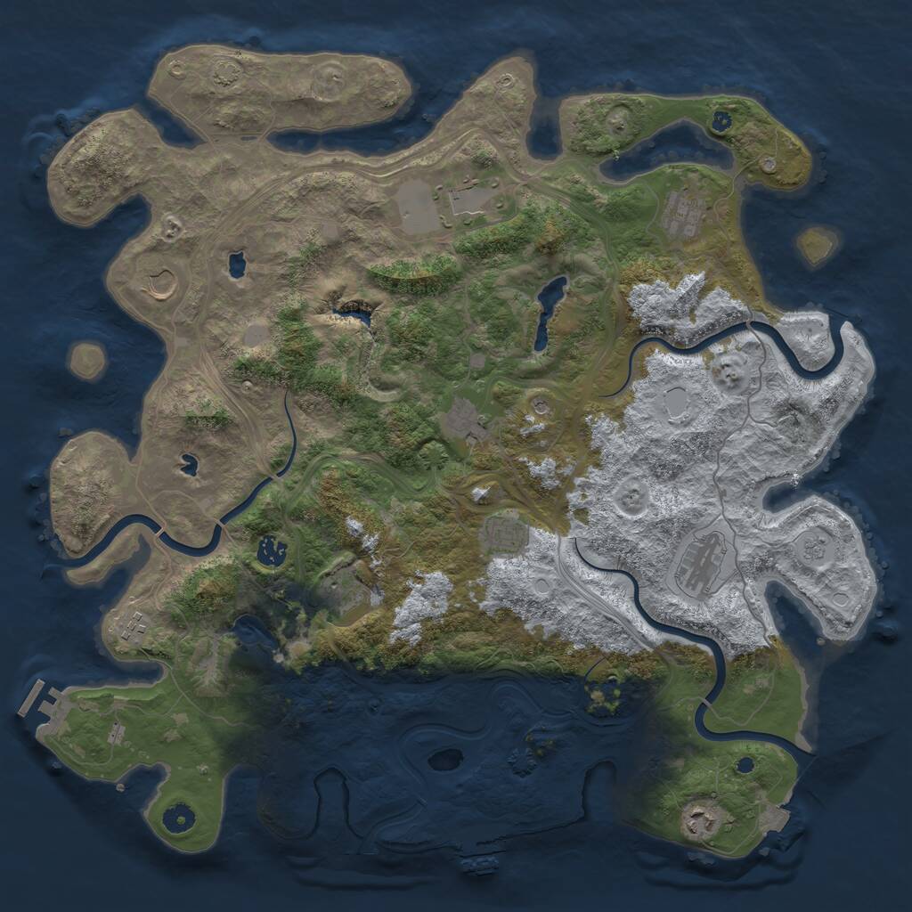 Rust Map: Procedural Map, Size: 4500, Seed: 3195967, 16 Monuments