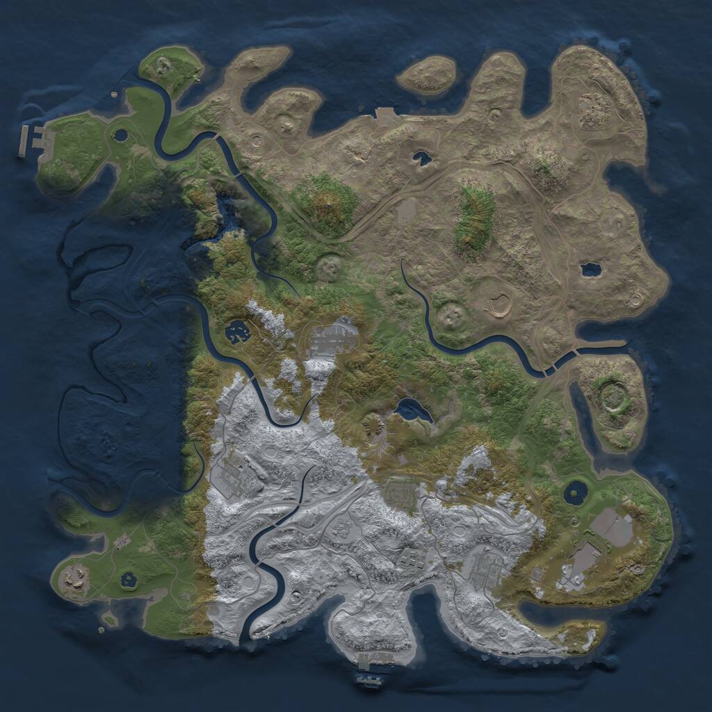 Rust Map: Procedural Map, Size: 4500, Seed: 3589804, 16 Monuments