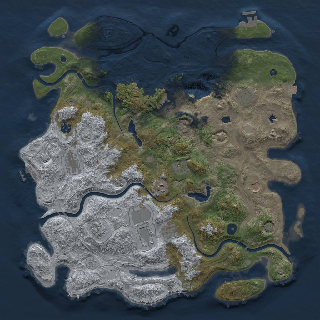 Rust Map: Procedural Map, Size: 4500, Seed: 3821221, 17 Monuments