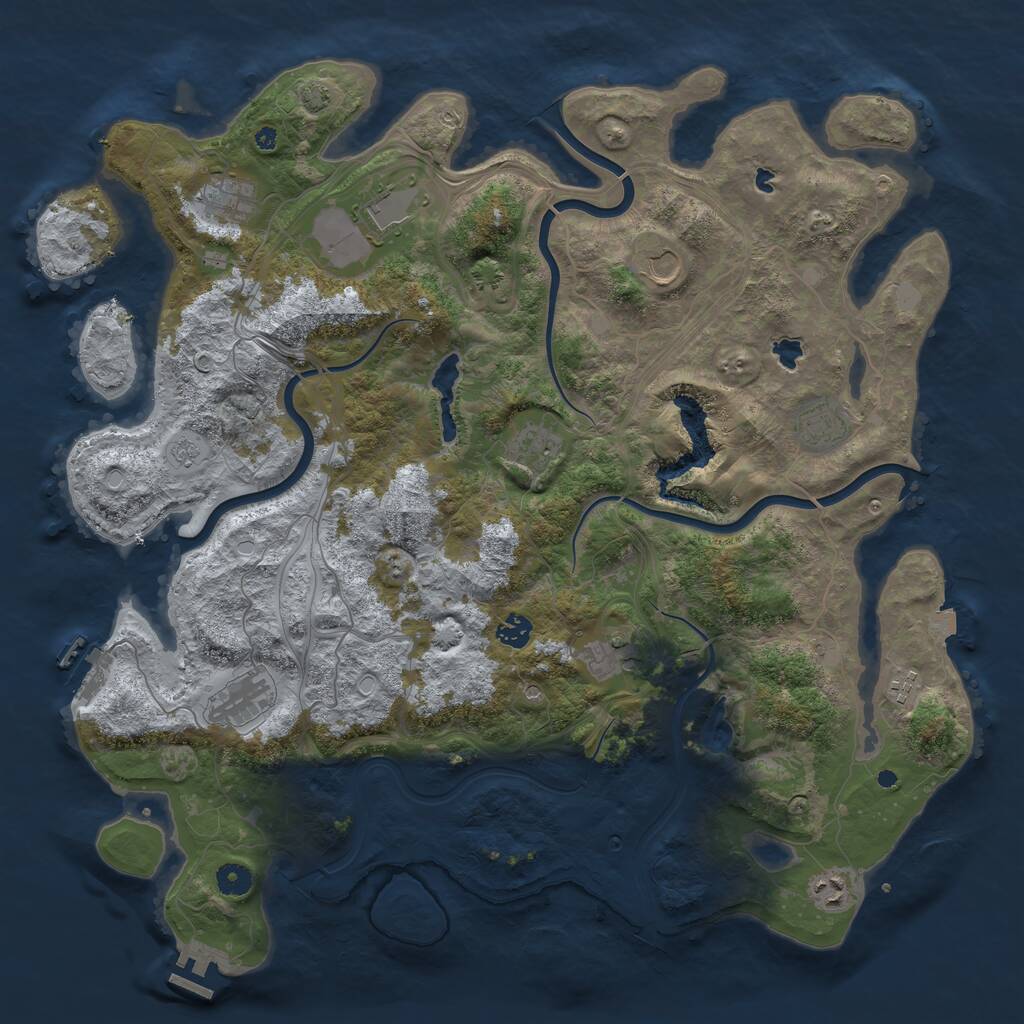 Rust Map: Procedural Map, Size: 4500, Seed: 3496859, 16 Monuments