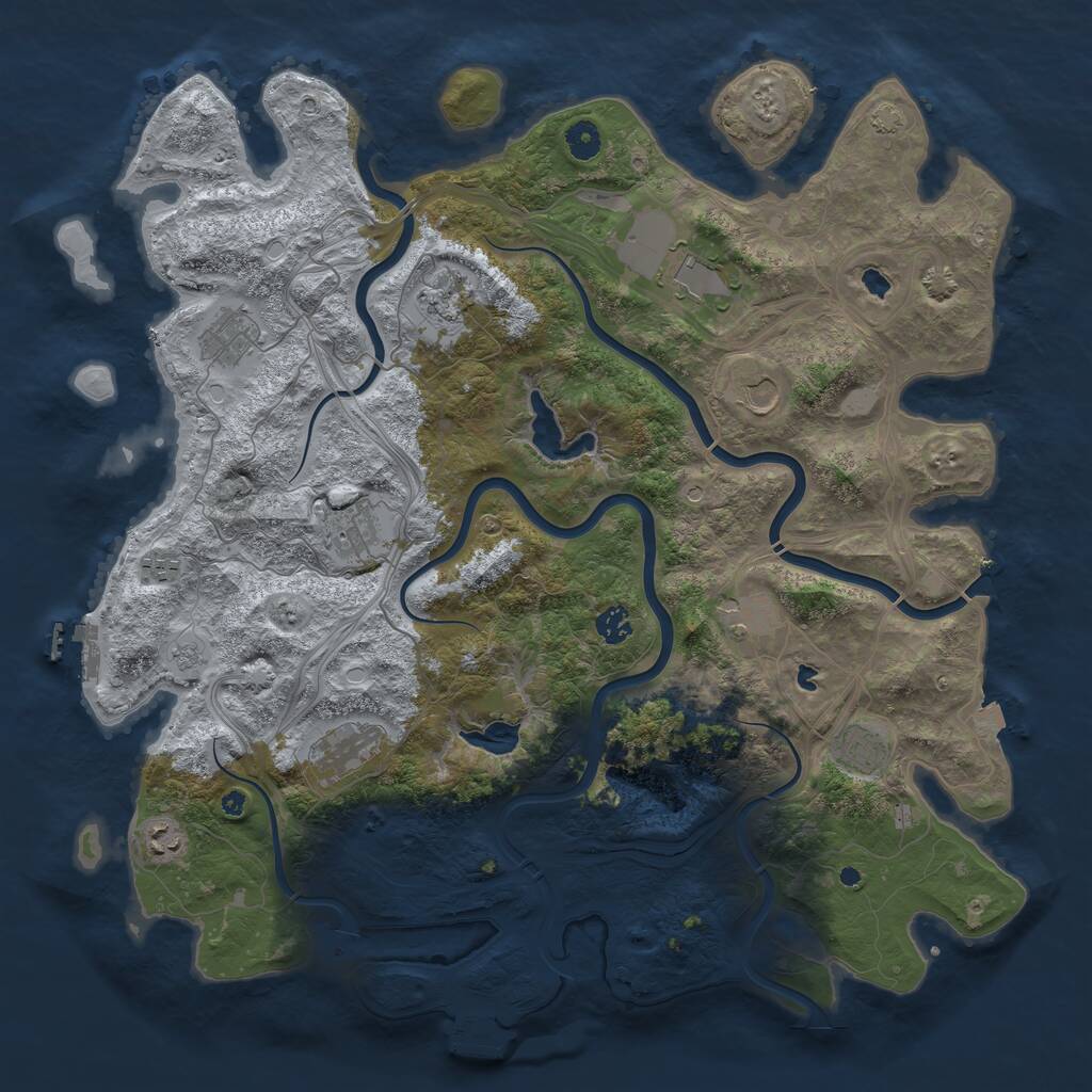 Rust Map: Procedural Map, Size: 4500, Seed: 3874245, 17 Monuments