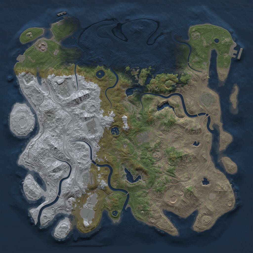 Rust Map: Procedural Map, Size: 4500, Seed: 240647, 16 Monuments