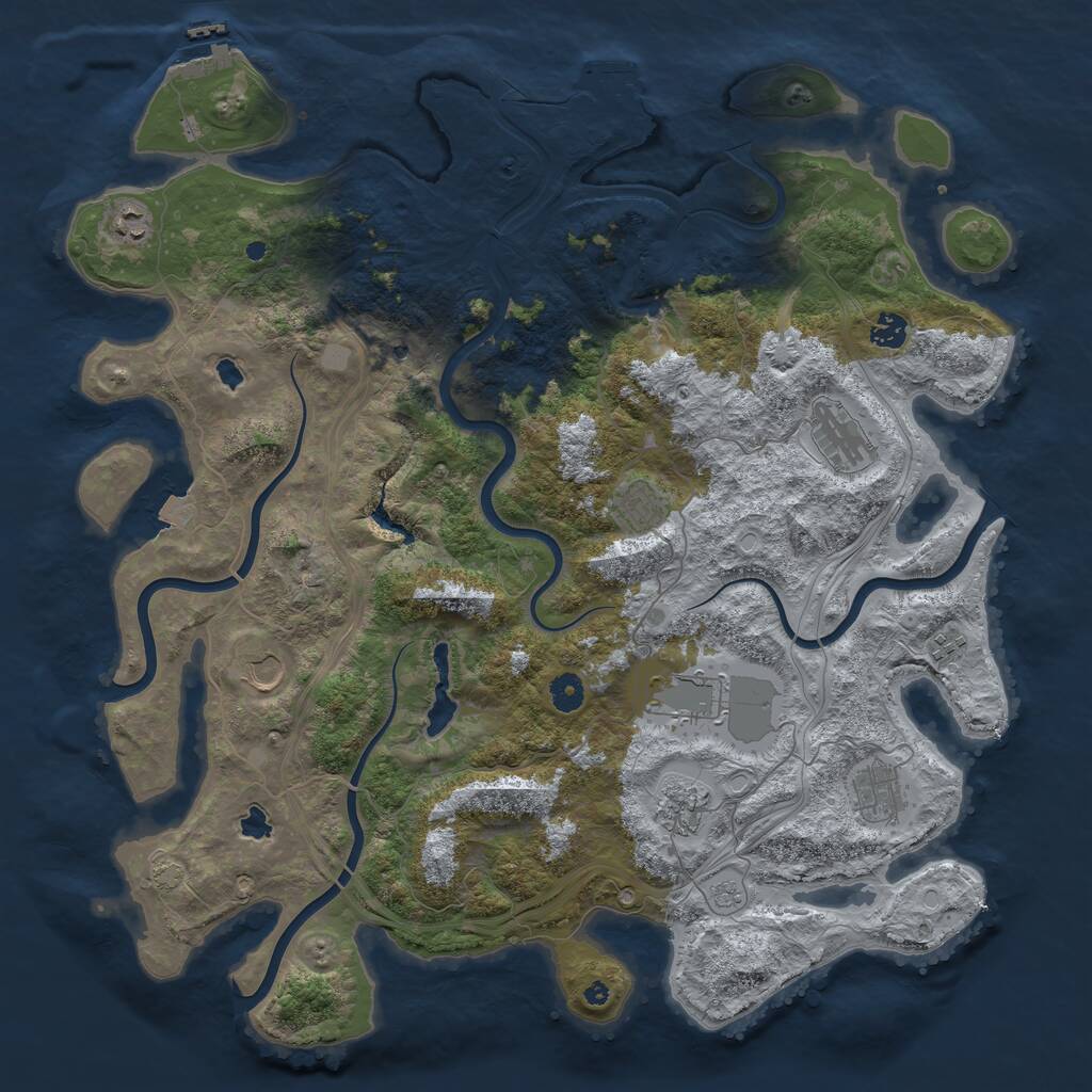 Rust Map: Procedural Map, Size: 4500, Seed: 3704633, 15 Monuments