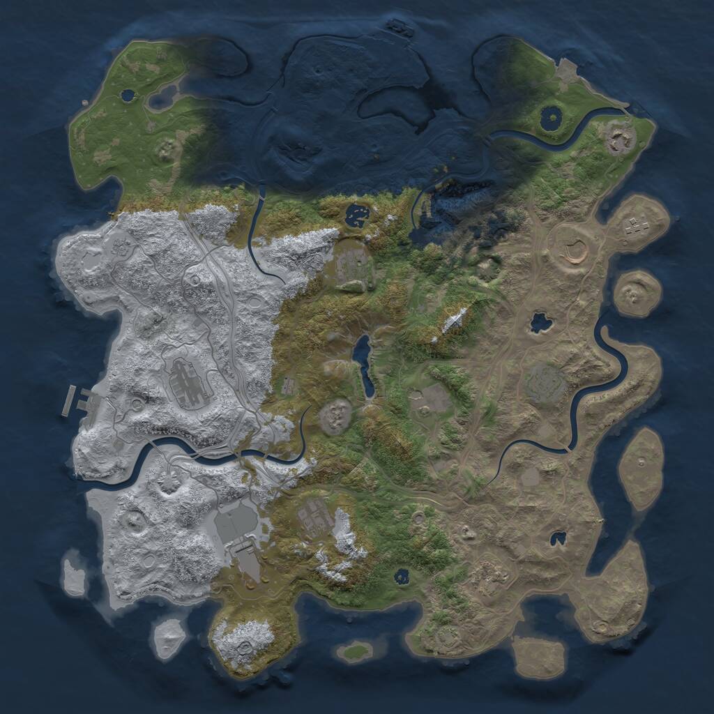 Rust Map: Procedural Map, Size: 4500, Seed: 478168, 17 Monuments