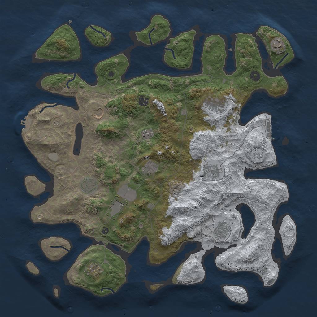 Rust Map: Procedural Map, Size: 4500, Seed: 214328, 20 Monuments