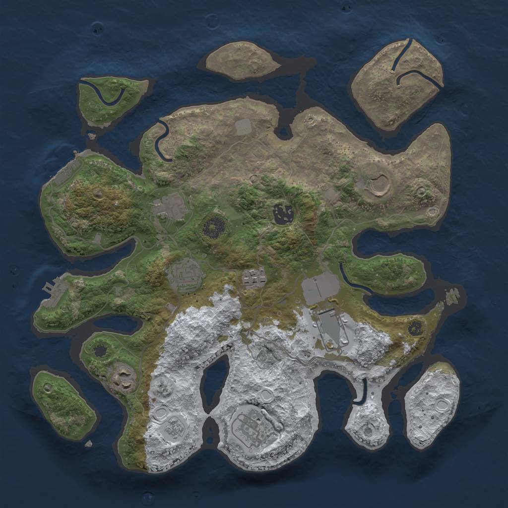 Rust Map: Procedural Map, Size: 3500, Seed: 1463660, 16 Monuments