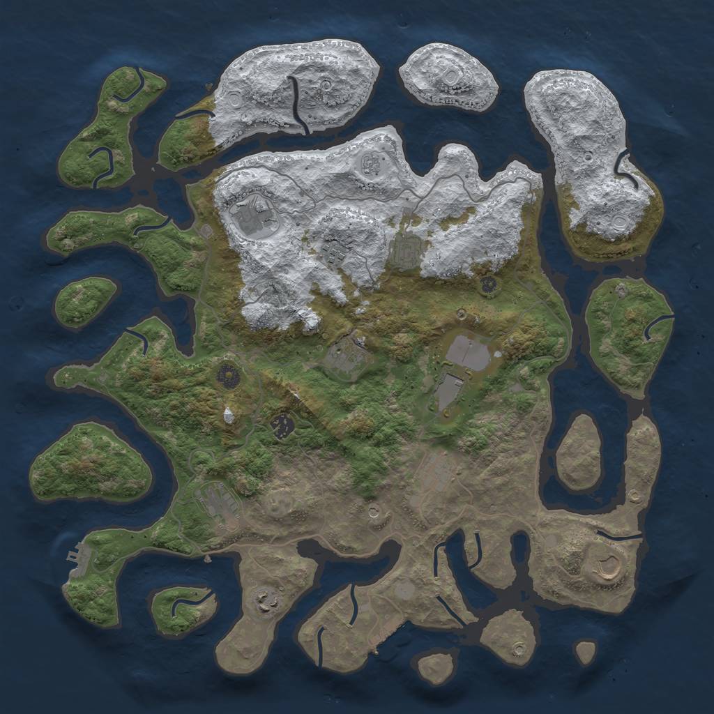 Rust Map: Procedural Map, Size: 4500, Seed: 4521027, 19 Monuments