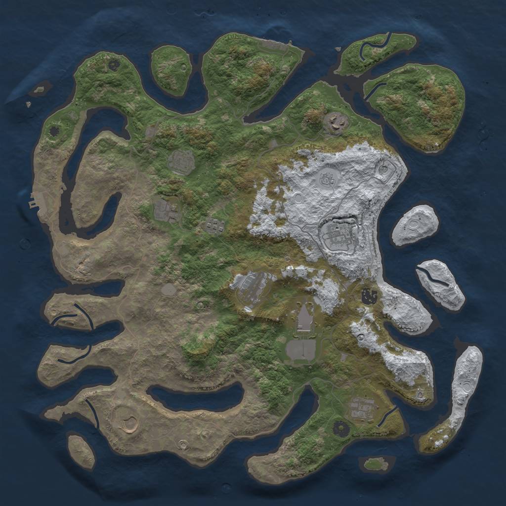Rust Map: Procedural Map, Size: 4500, Seed: 3765139, 19 Monuments