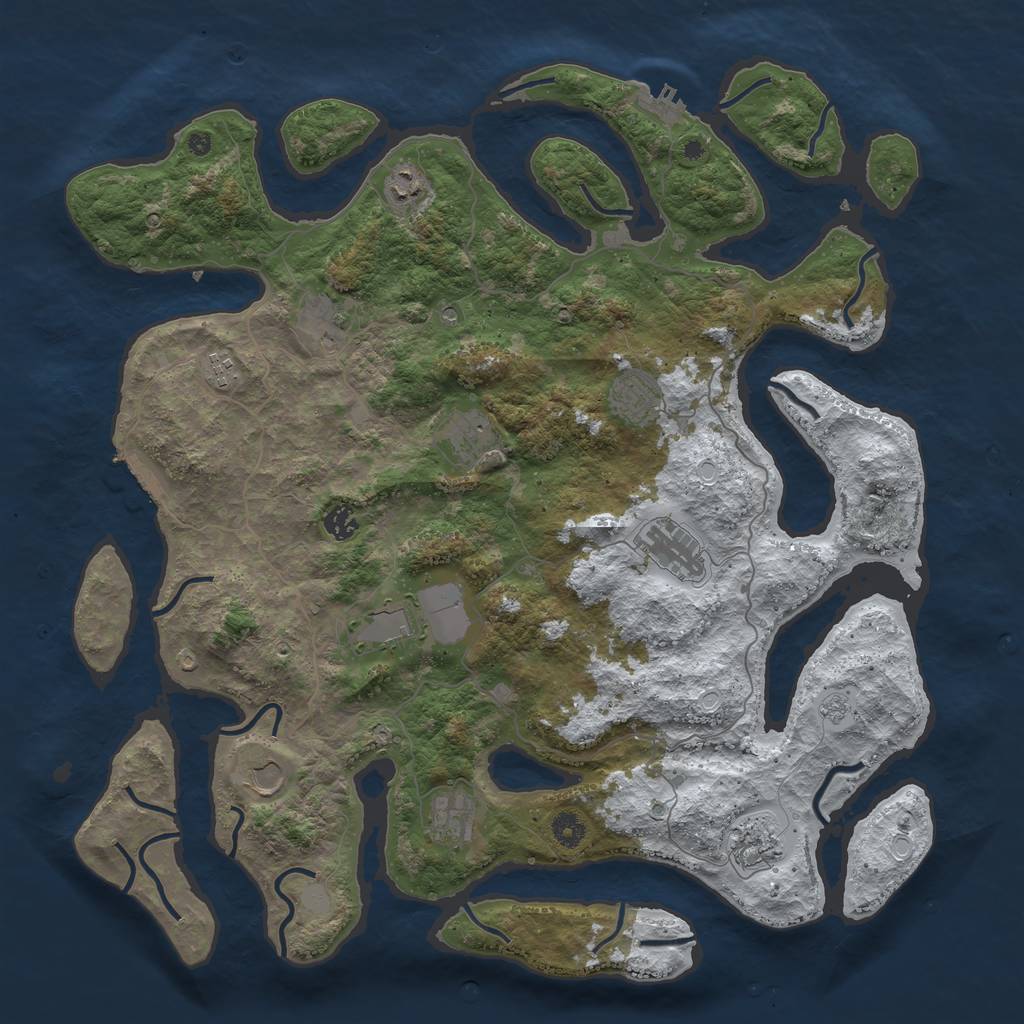 Rust Map: Procedural Map, Size: 4500, Seed: 1870216, 20 Monuments