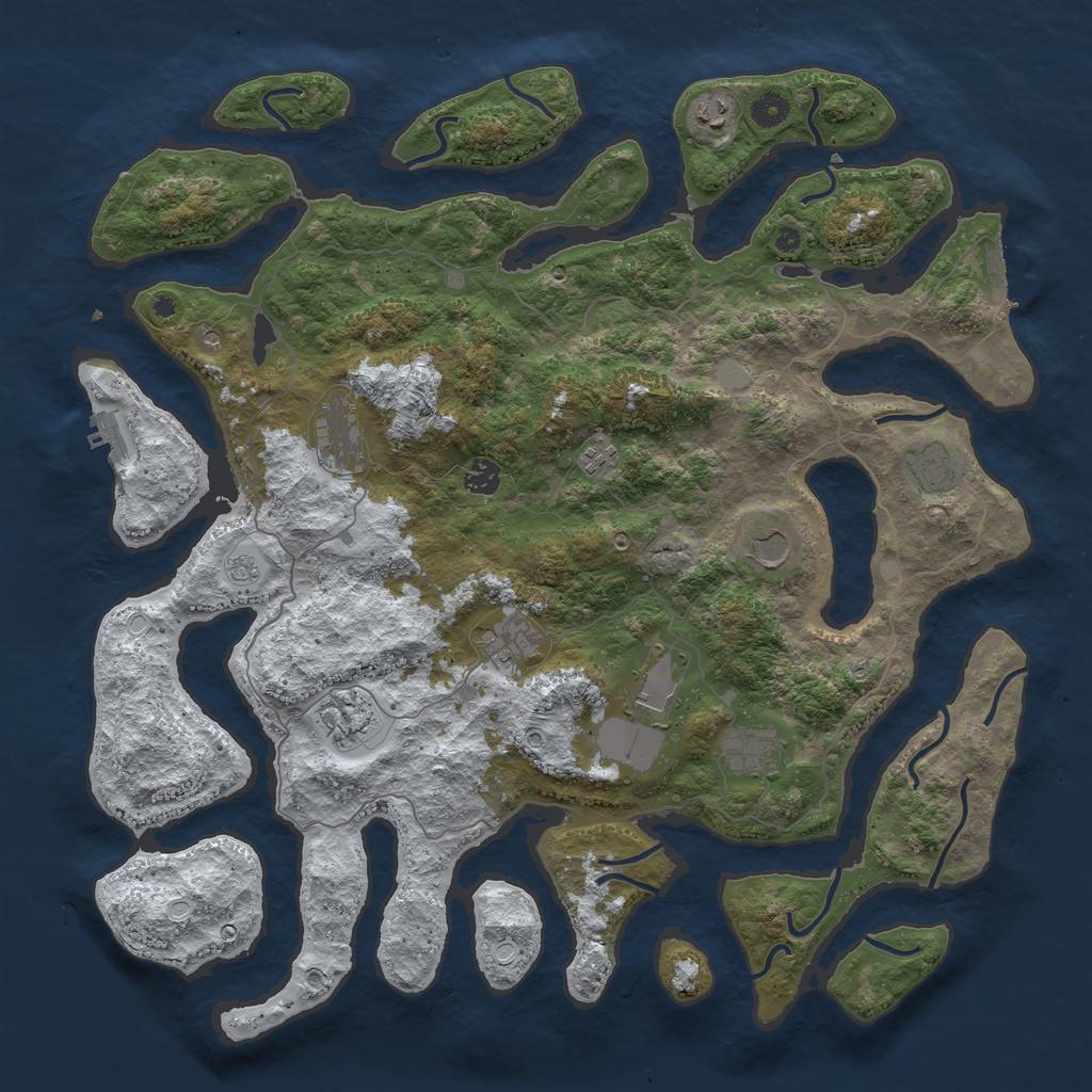 Rust Map: Procedural Map, Size: 4500, Seed: 3875719, 19 Monuments