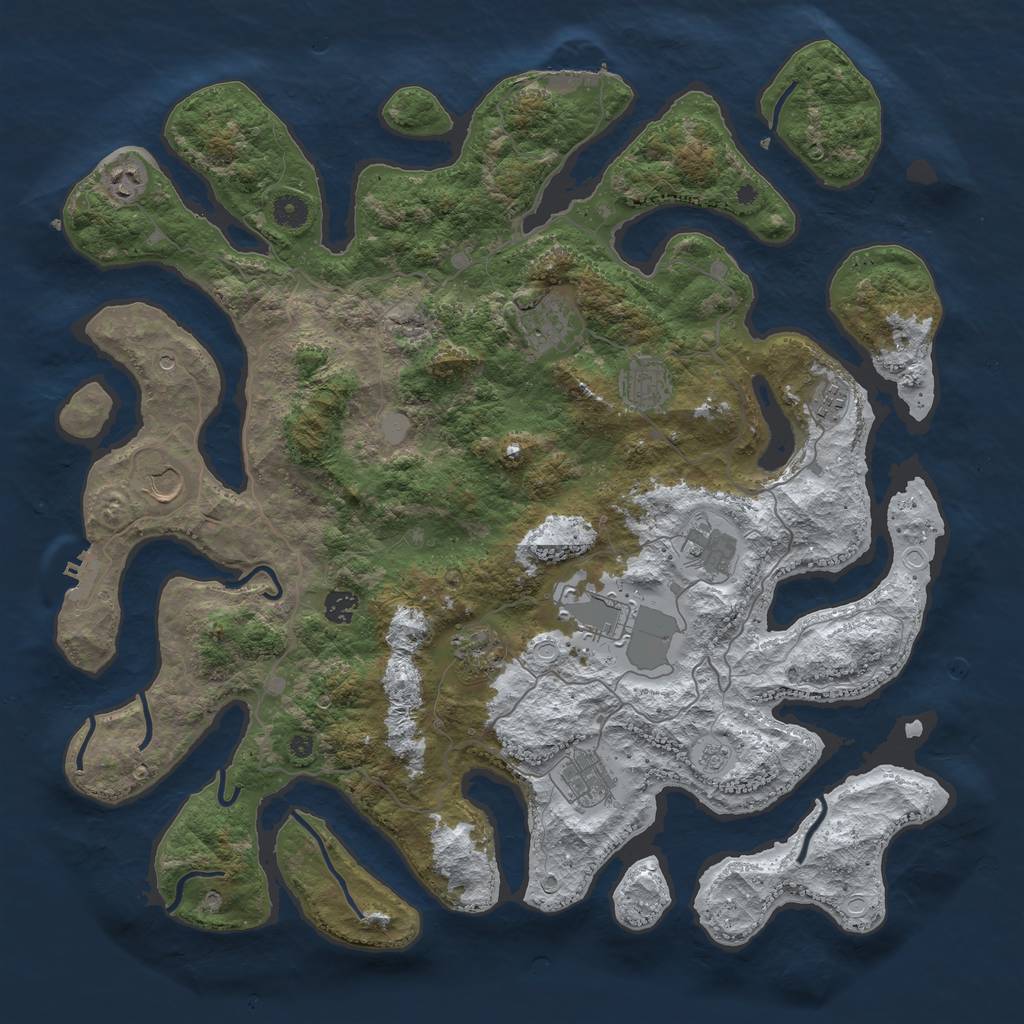 Rust Map: Procedural Map, Size: 4500, Seed: 3764285, 19 Monuments