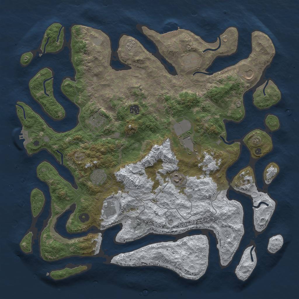 Rust Map: Procedural Map, Size: 4500, Seed: 4152343, 18 Monuments