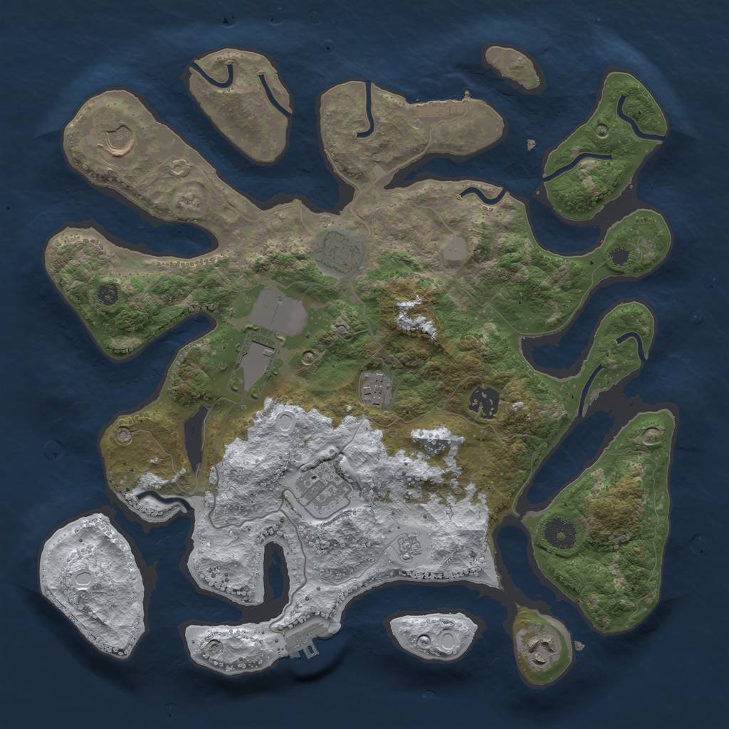 Rust Map: Procedural Map, Size: 3500, Seed: 2893750, 15 Monuments