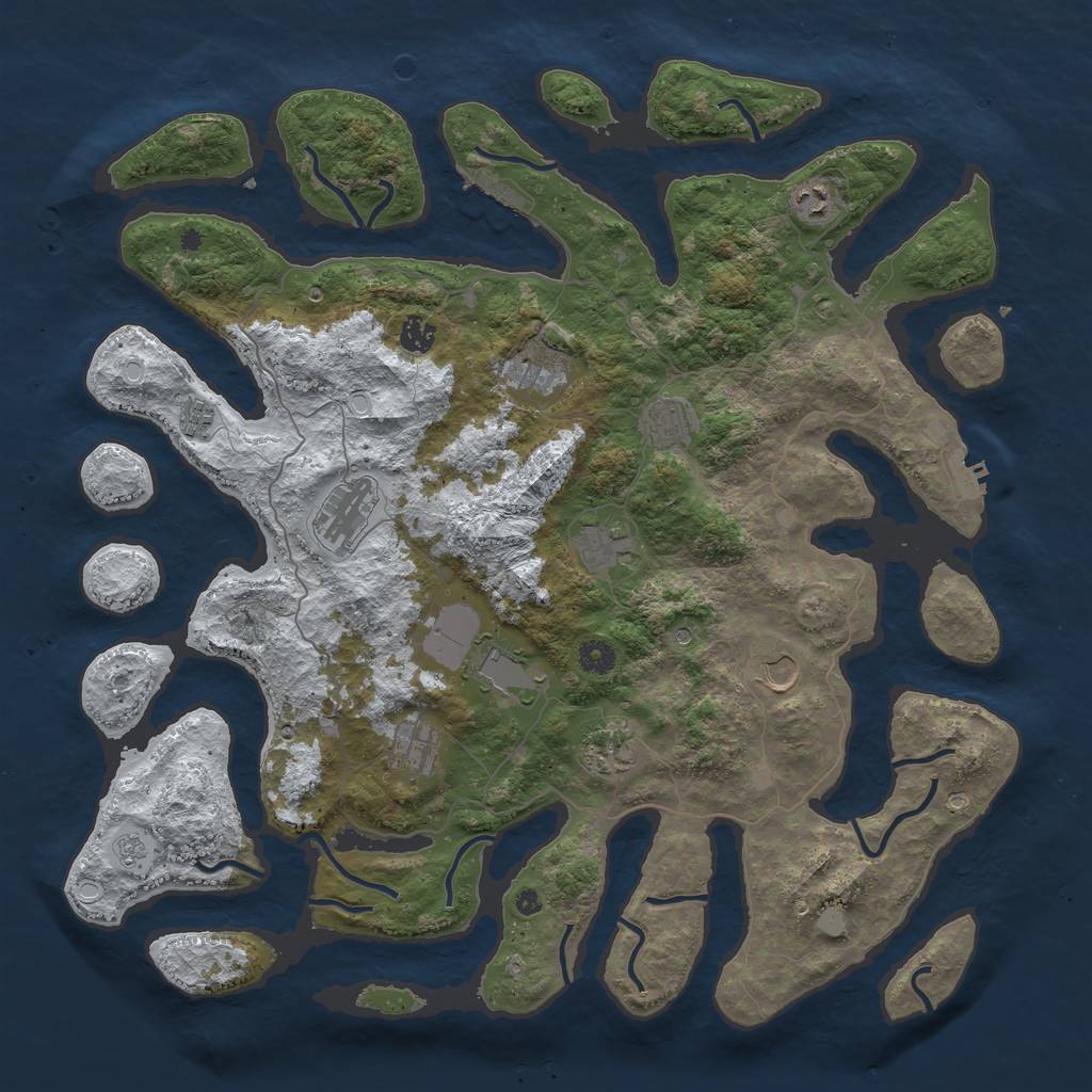 Rust Map: Procedural Map, Size: 4500, Seed: 2493588, 20 Monuments