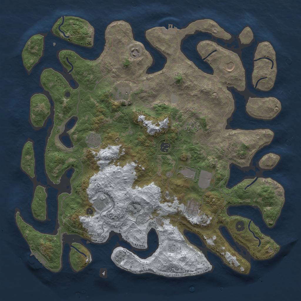 Rust Map: Procedural Map, Size: 4500, Seed: 542281, 19 Monuments