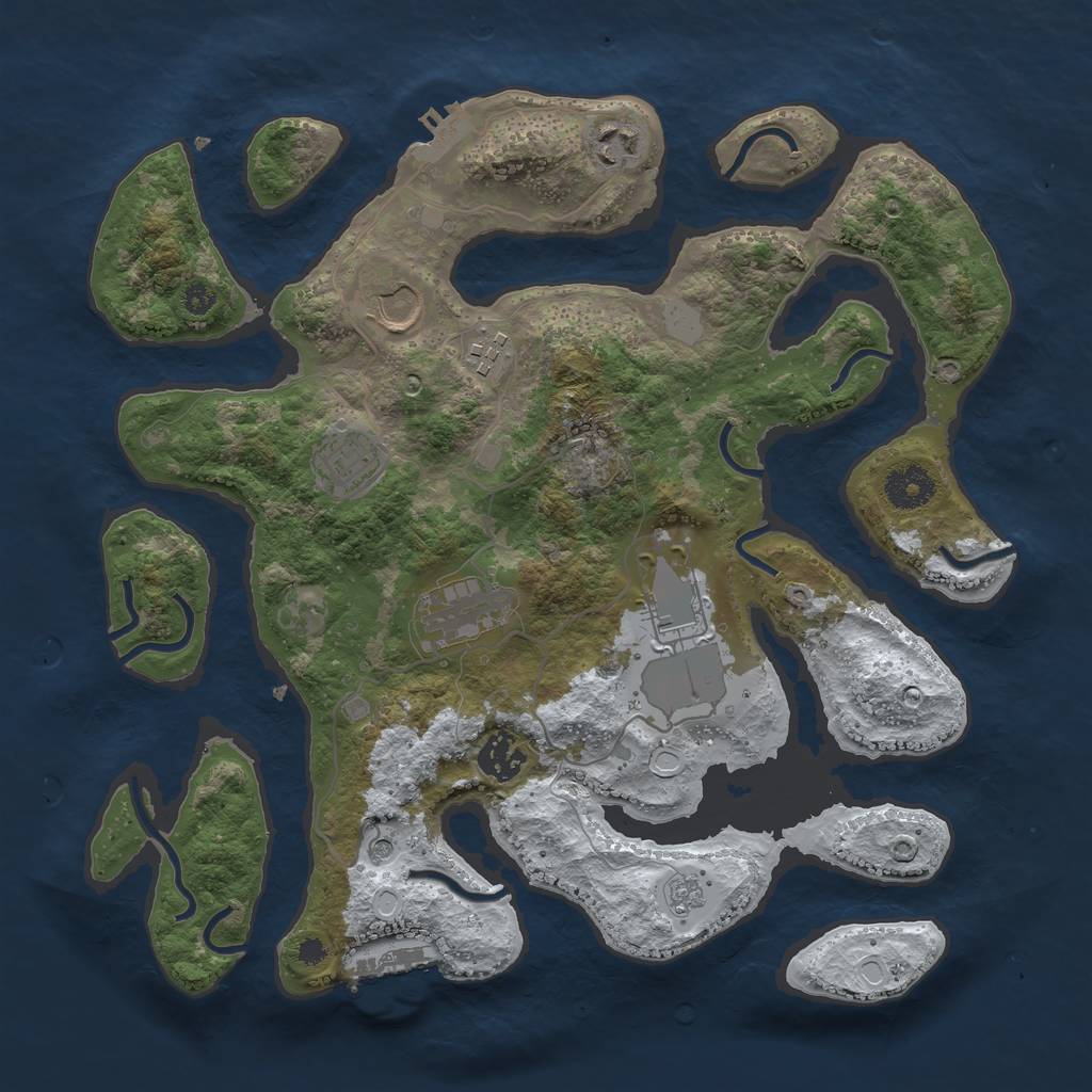Rust Map: Procedural Map, Size: 3500, Seed: 4752065, 16 Monuments